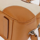 PRADA Boston Bag Canvas Beige Silver Auth ep12540-13