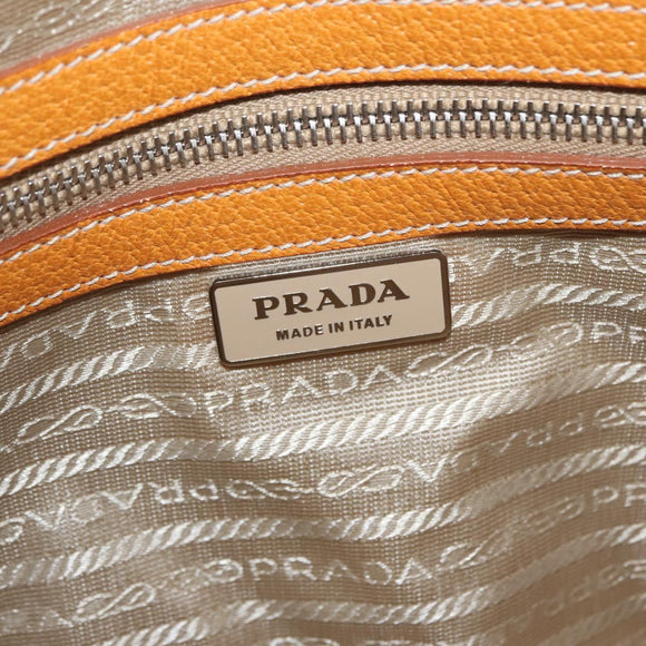 PRADA Boston Bag Canvas Beige Silver Auth ep12540
