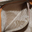 PRADA Boston Bag Canvas Beige Silver Auth ep12540-22