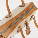 PRADA Boston Bag Canvas Beige Silver Auth ep12540-6