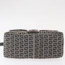 FENDI Zucchino Canvas Mamma Baguette Shoulder Bag Navy Silver Auth ep12546-6
