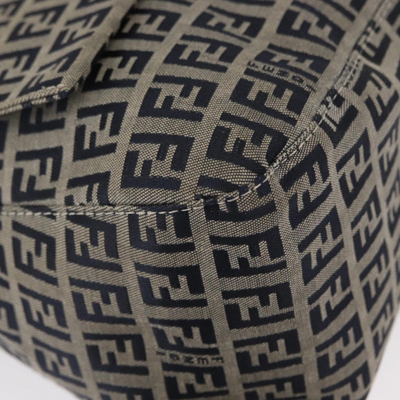 FENDI Zucchino Canvas Mamma Baguette Shoulder Bag Navy Silver Auth ep12546