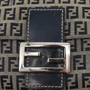 FENDI Zucchino Canvas Mamma Baguette Shoulder Bag Navy Silver Auth ep12546-19