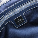 FENDI Zucchino Canvas Mamma Baguette Shoulder Bag Navy Silver Auth ep12546-21