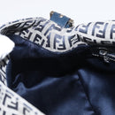 FENDI Zucchino Canvas Mamma Baguette Shoulder Bag Navy Silver Auth ep12546-23