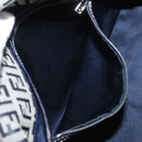 FENDI Zucchino Canvas Mamma Baguette Shoulder Bag Navy Silver Auth ep12546-25