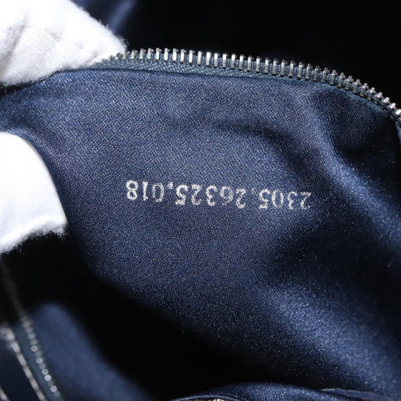 FENDI Zucchino Canvas Mamma Baguette Shoulder Bag Navy Silver Auth ep12546