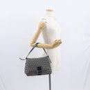 FENDI Zucchino Canvas Mamma Baguette Shoulder Bag Navy Silver Auth ep12546-26