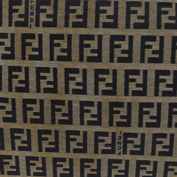 FENDI Zucchino Canvas Mamma Baguette Shoulder Bag Navy Silver Auth ep12546