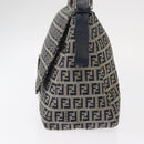 FENDI Zucchino Canvas Mamma Baguette Shoulder Bag Navy Silver Auth ep12546-4