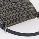 FENDI Zucchino Canvas Mamma Baguette Shoulder Bag Navy Silver Auth ep12546-7