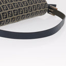 FENDI Zucchino Canvas Mamma Baguette Shoulder Bag Navy Silver Auth ep12546-8
