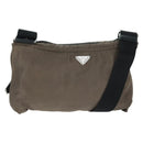 PRADA Shoulder Bag Nylon Beige Silver Auth ep12552-1