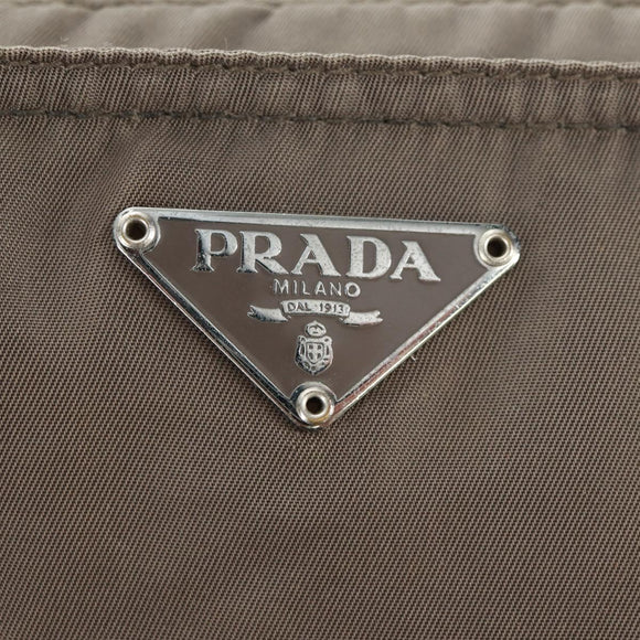 PRADA Shoulder Bag Nylon Beige Silver Auth ep12552