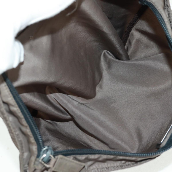 PRADA Shoulder Bag Nylon Beige Silver Auth ep12552