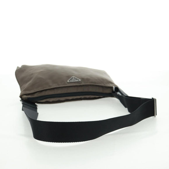 PRADA Shoulder Bag Nylon Beige Silver Auth ep12552