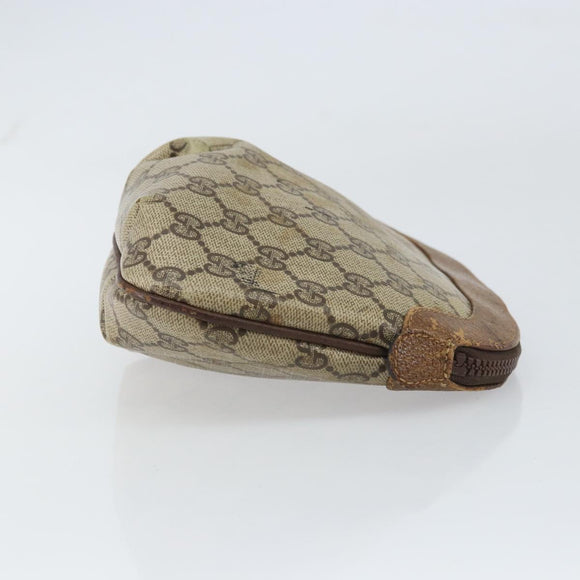 GUCCI GG Supreme Pouch PVC Beige Auth ep12553