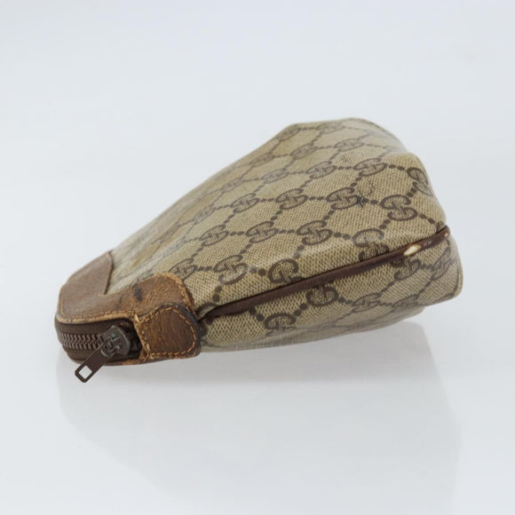 GUCCI GG Supreme Pouch PVC Beige Auth ep12553