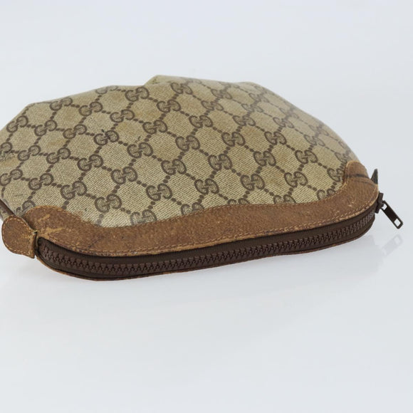 GUCCI GG Supreme Pouch PVC Beige Auth ep12553