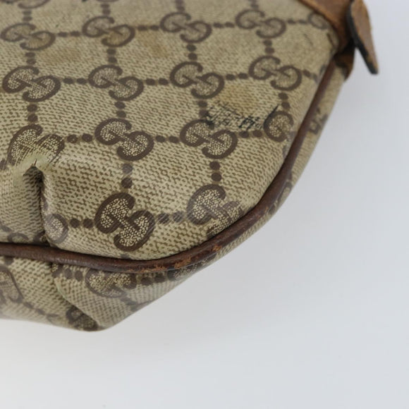 GUCCI GG Supreme Pouch PVC Beige Auth ep12553