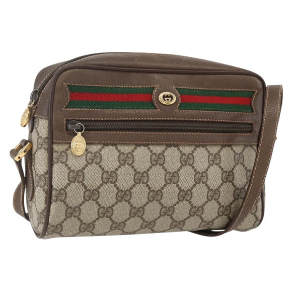 GUCCI GG Supreme Web Sherry Line Shoulder Bag PVC Beige 56 02 087 Auth ep12559