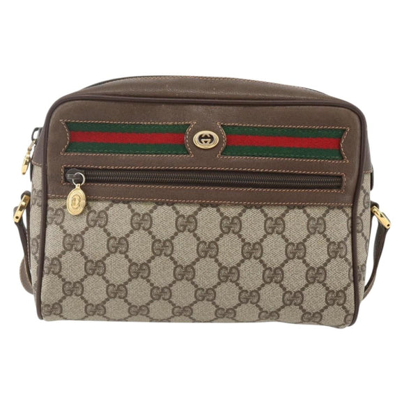 GUCCI GG Supreme Web Sherry Line Shoulder Bag PVC Beige 56 02 087 Auth ep12559