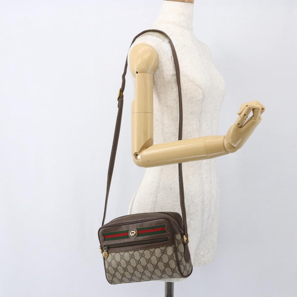 GUCCI GG Supreme Web Sherry Line Shoulder Bag PVC Beige 56 02 087 Auth ep12559