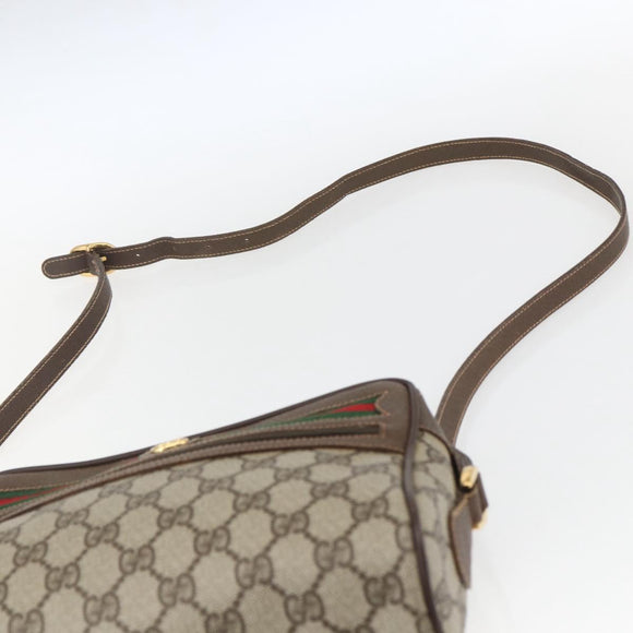 GUCCI GG Supreme Web Sherry Line Shoulder Bag PVC Beige 56 02 087 Auth ep12559