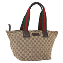 GUCCI GG Canvas Web Sherry Line Tote Bag Beige 131230 Auth ep12560-1
