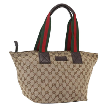 GUCCI GG Canvas Web Sherry Line Tote Bag Beige 131230 Auth ep12560