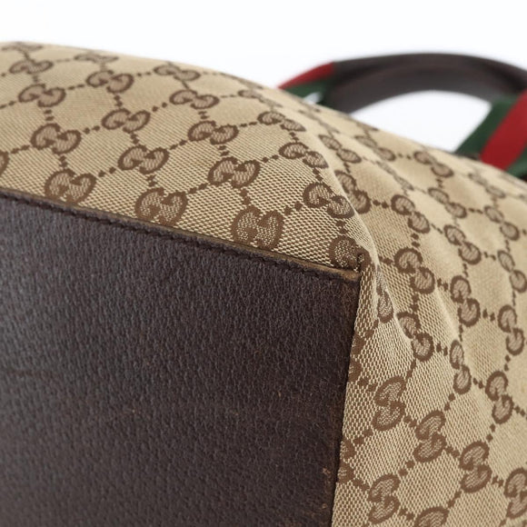 GUCCI GG Canvas Web Sherry Line Tote Bag Beige 131230 Auth ep12560