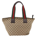 GUCCI GG Canvas Web Sherry Line Tote Bag Beige 131230 Auth ep12560-3