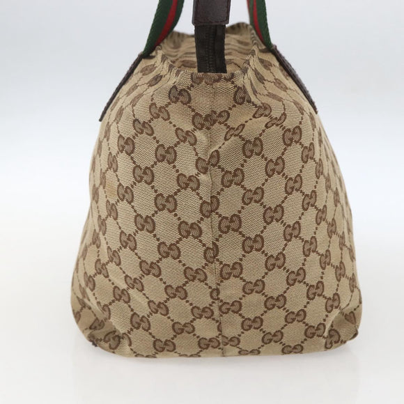 GUCCI GG Canvas Web Sherry Line Tote Bag Beige 131230 Auth ep12560