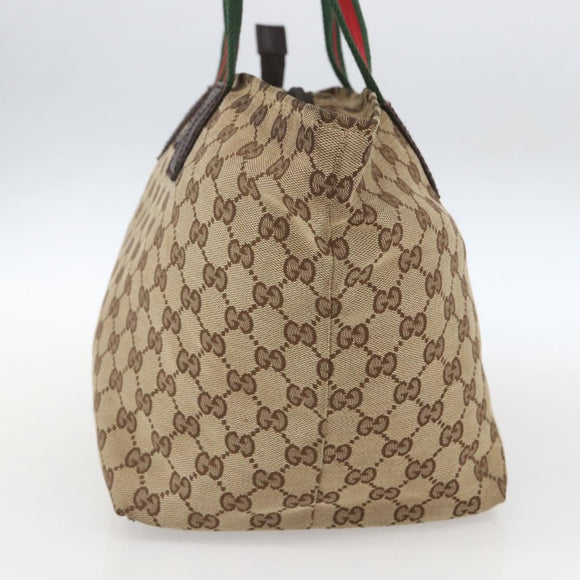 GUCCI GG Canvas Web Sherry Line Tote Bag Beige 131230 Auth ep12560