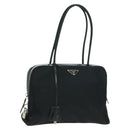 PRADA Hand Bag Nylon Leather Black Silver Auth ep12566-1