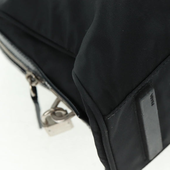 PRADA Hand Bag Nylon Leather Black Silver Auth ep12566