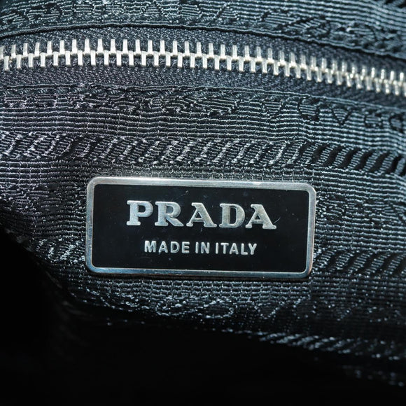 PRADA Hand Bag Nylon Leather Black Silver Auth ep12566
