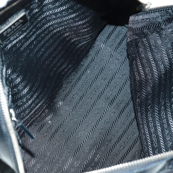 PRADA Hand Bag Nylon Leather Black Silver Auth ep12566