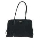 PRADA Hand Bag Nylon Leather Black Silver Auth ep12566-13