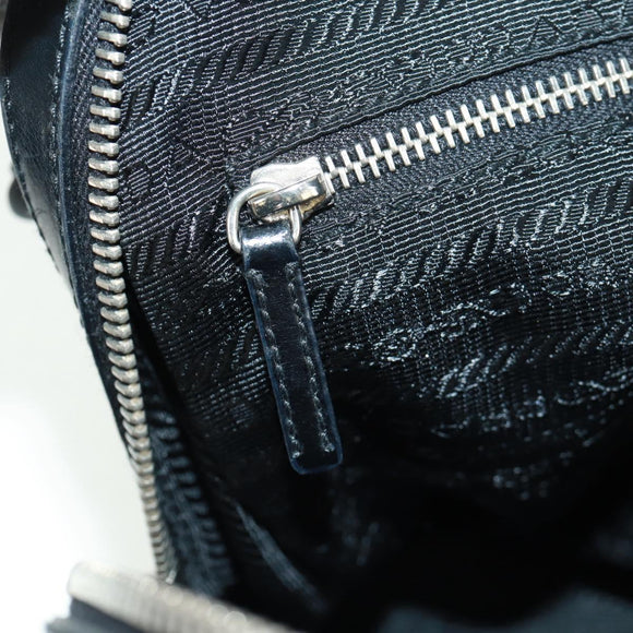 PRADA Hand Bag Nylon Leather Black Silver Auth ep12566