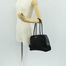 PRADA Hand Bag Nylon Leather Black Silver Auth ep12566-26