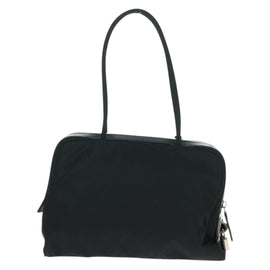 PRADA Hand Bag Nylon Leather Black Silver Auth ep12566 - 0