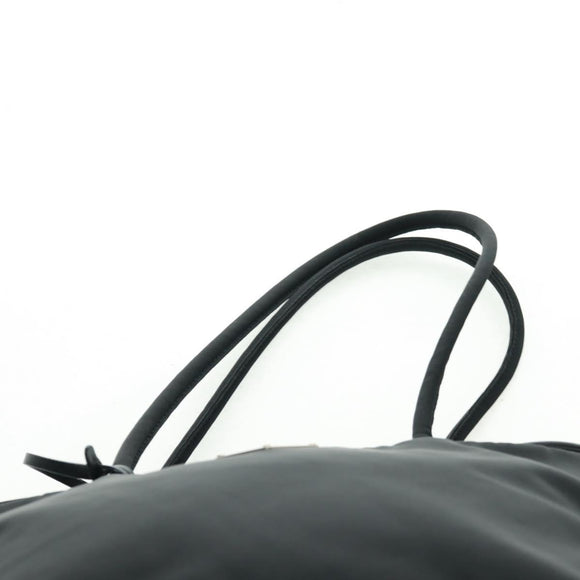 PRADA Hand Bag Nylon Leather Black Silver Auth ep12566