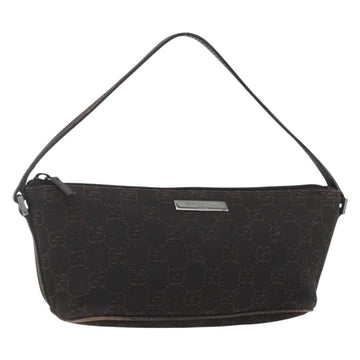 GUCCI GG Canvas Accessory Pouch Dark Brown Silver 07198 Auth ep12569
