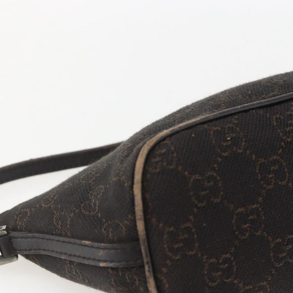 GUCCI GG Canvas Accessory Pouch Dark Brown Silver 07198 Auth ep12569