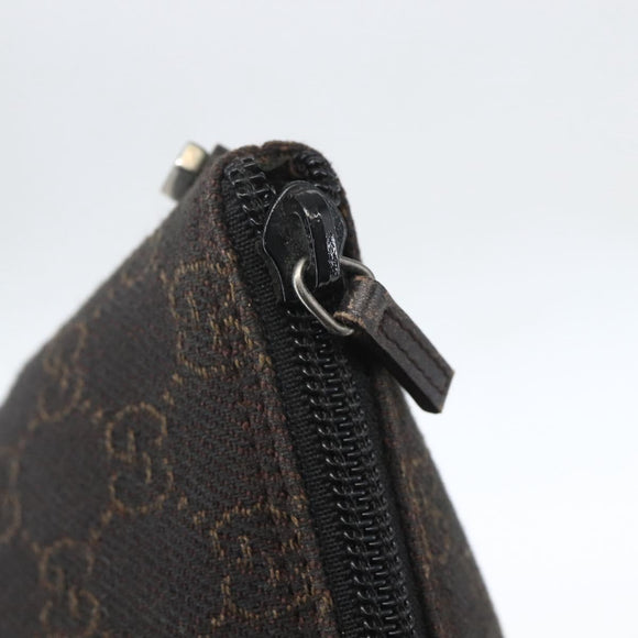 GUCCI GG Canvas Accessory Pouch Dark Brown Silver 07198 Auth ep12569