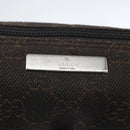 GUCCI GG Canvas Accessory Pouch Dark Brown Silver 07198 Auth ep12569-15