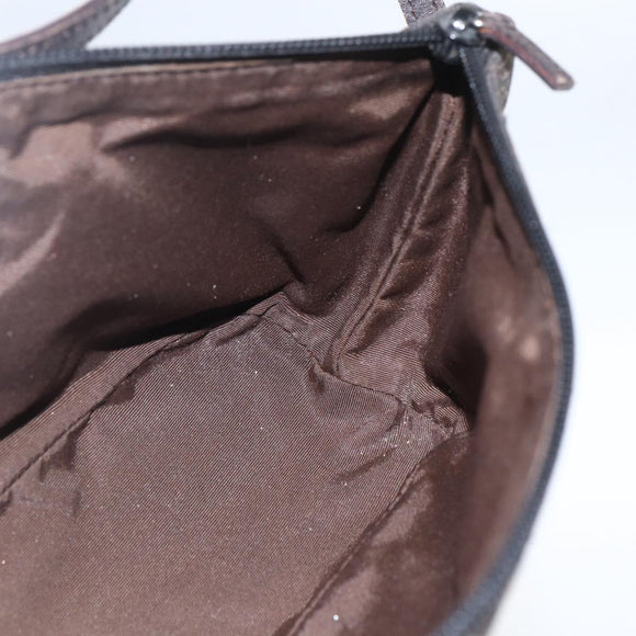 GUCCI GG Canvas Accessory Pouch Dark Brown Silver 07198 Auth ep12569