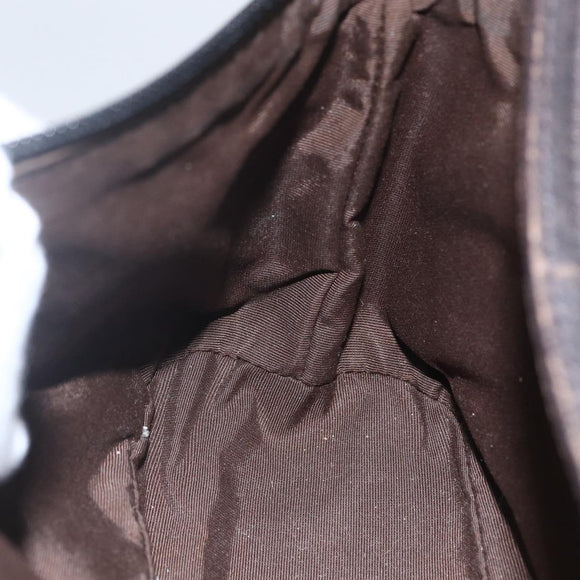 GUCCI GG Canvas Accessory Pouch Dark Brown Silver 07198 Auth ep12569