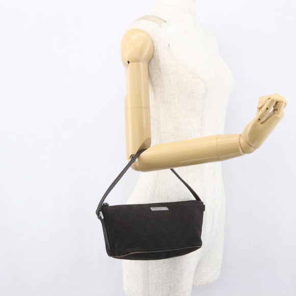 GUCCI GG Canvas Accessory Pouch Dark Brown Silver 07198 Auth ep12569